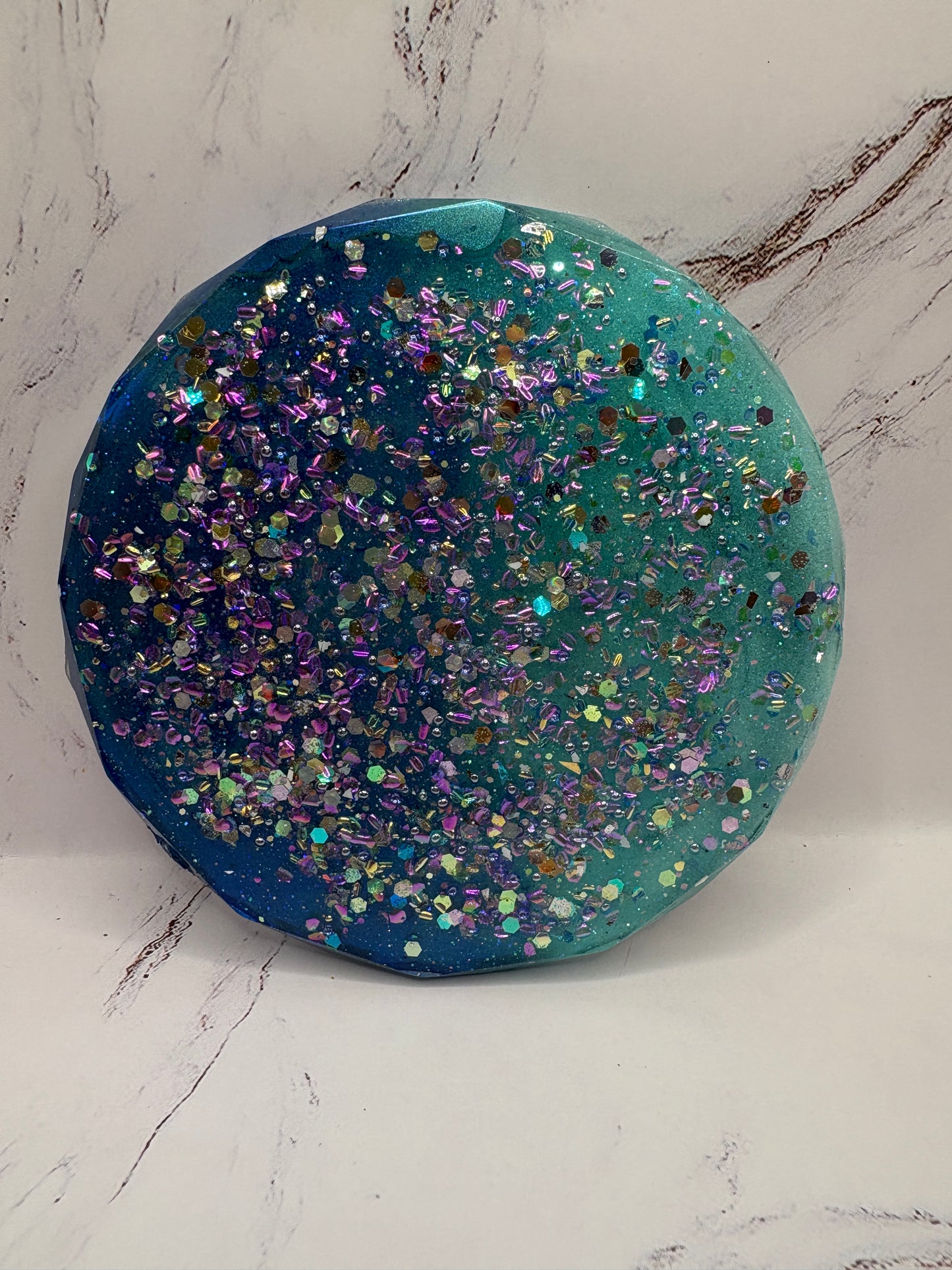 Epoxy coasters- two tone blue