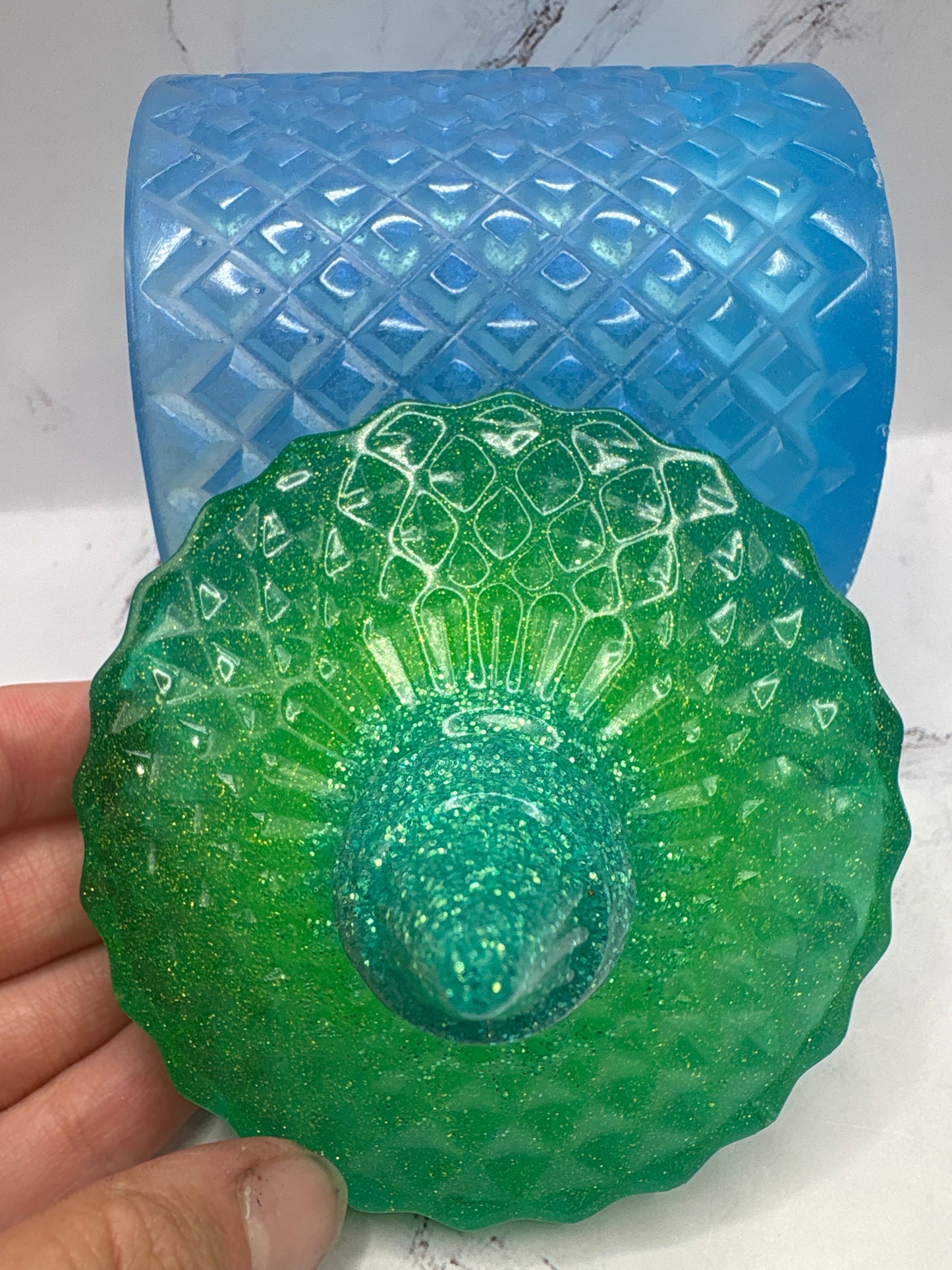 Green and Blue epoxy Jar