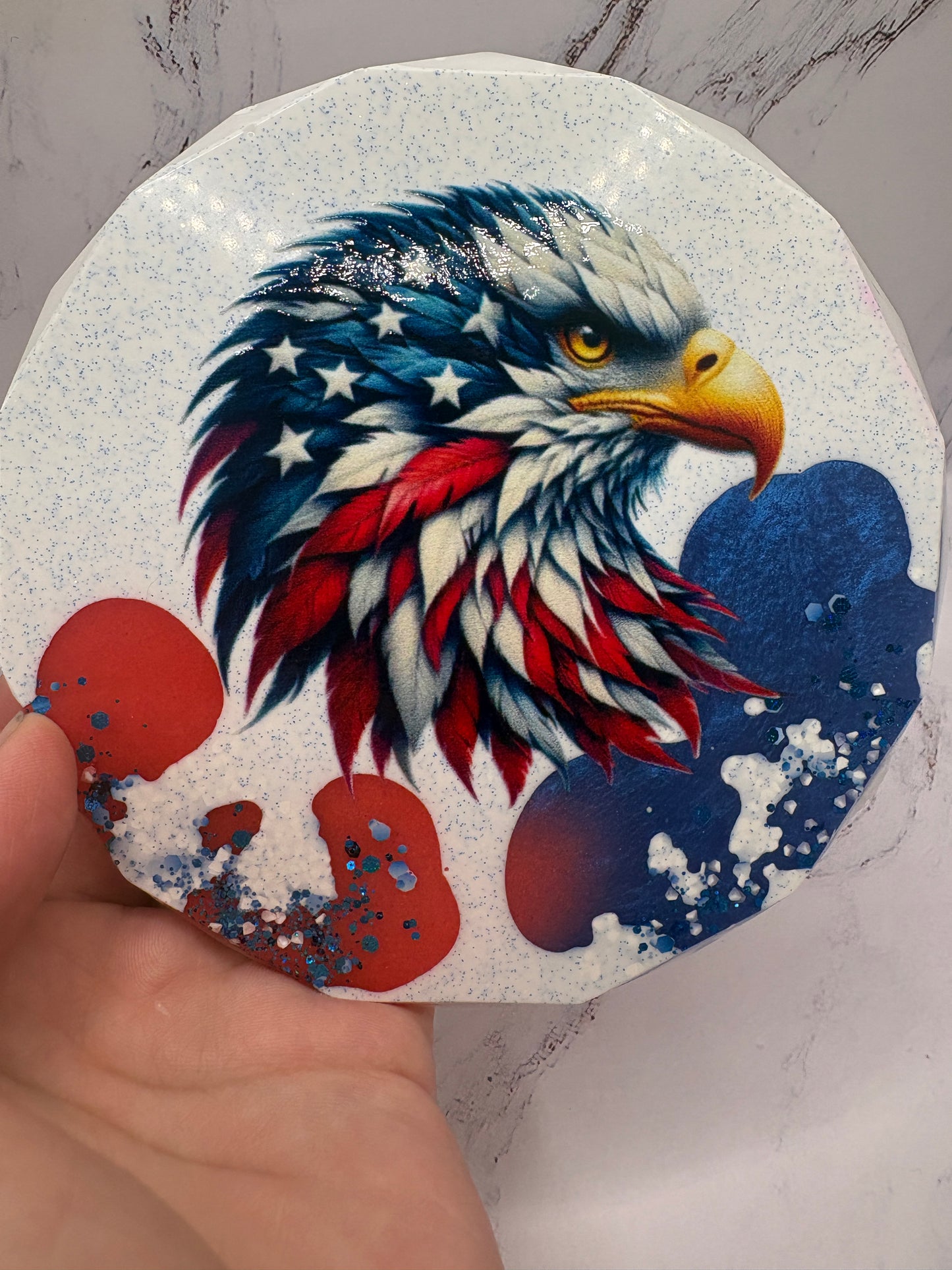 Patriotic Eagle Epoxy Coaster