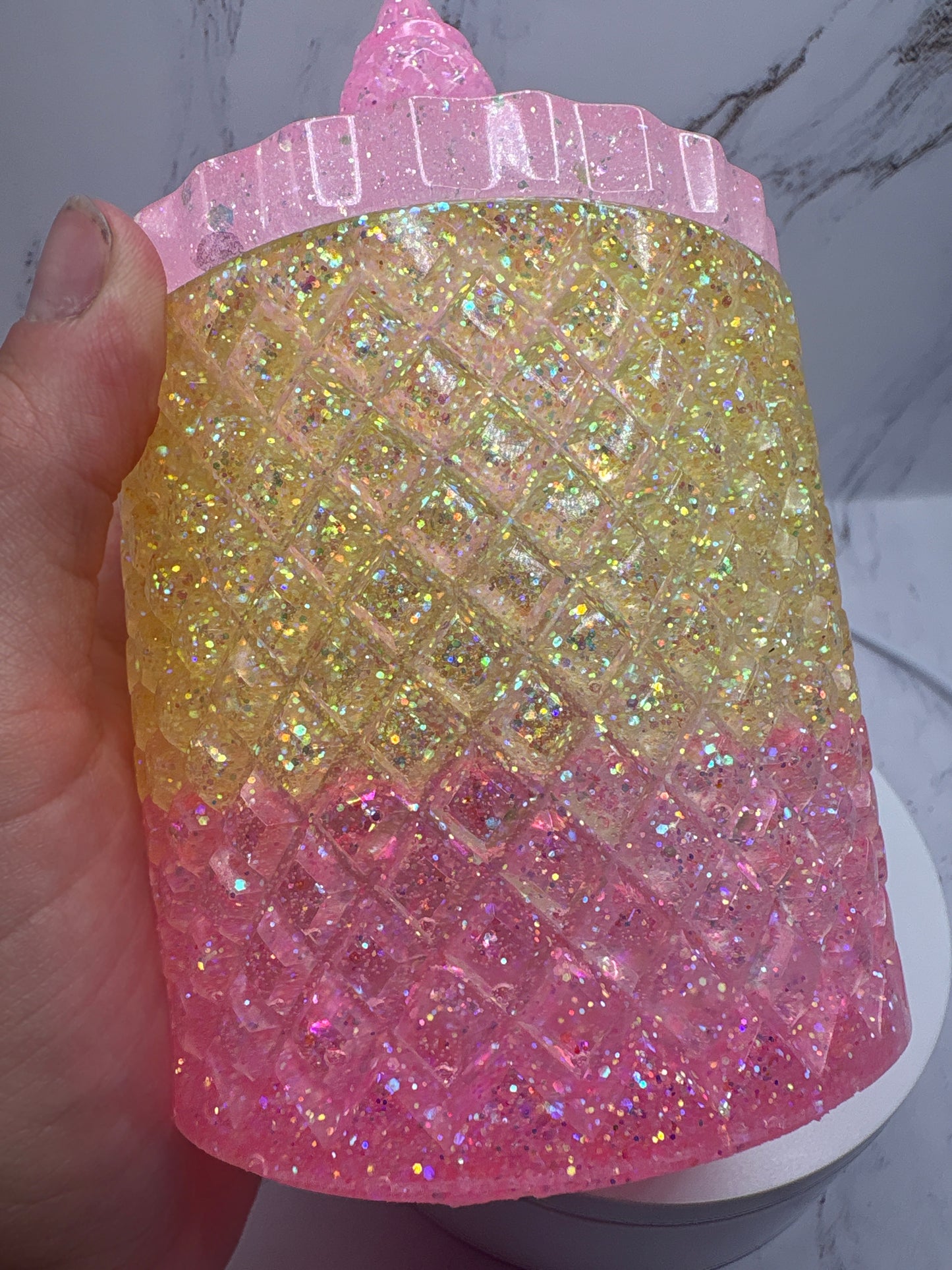 Yellow pink ombré epoxy Jar