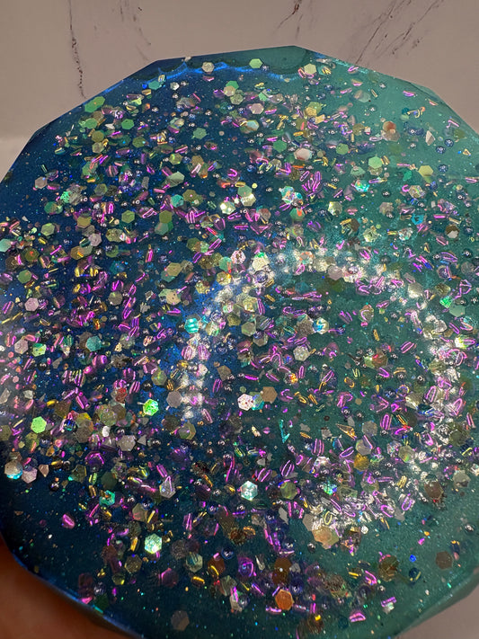 Epoxy coasters- two tone blue