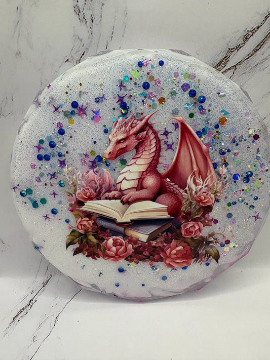 Pink dragon Epoxy Coaster