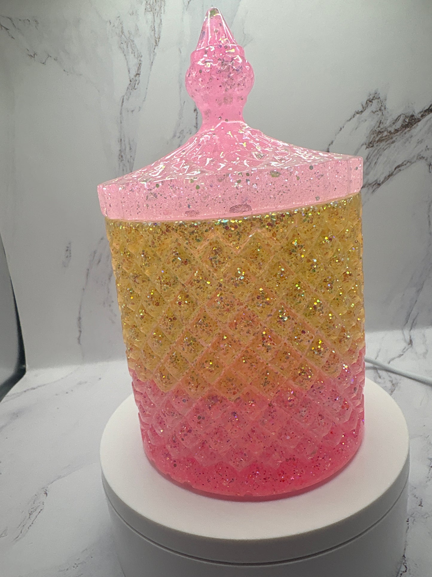 Yellow pink ombré epoxy Jar