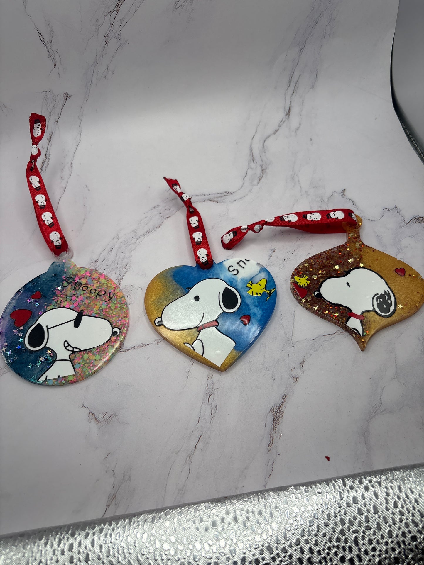 White dog epoxy ornaments