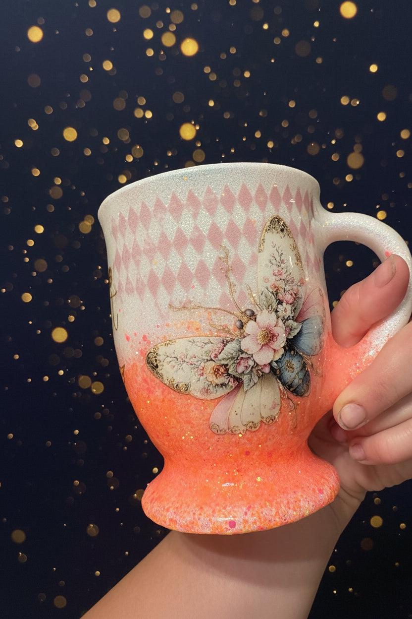 White and pink glow elegance mug