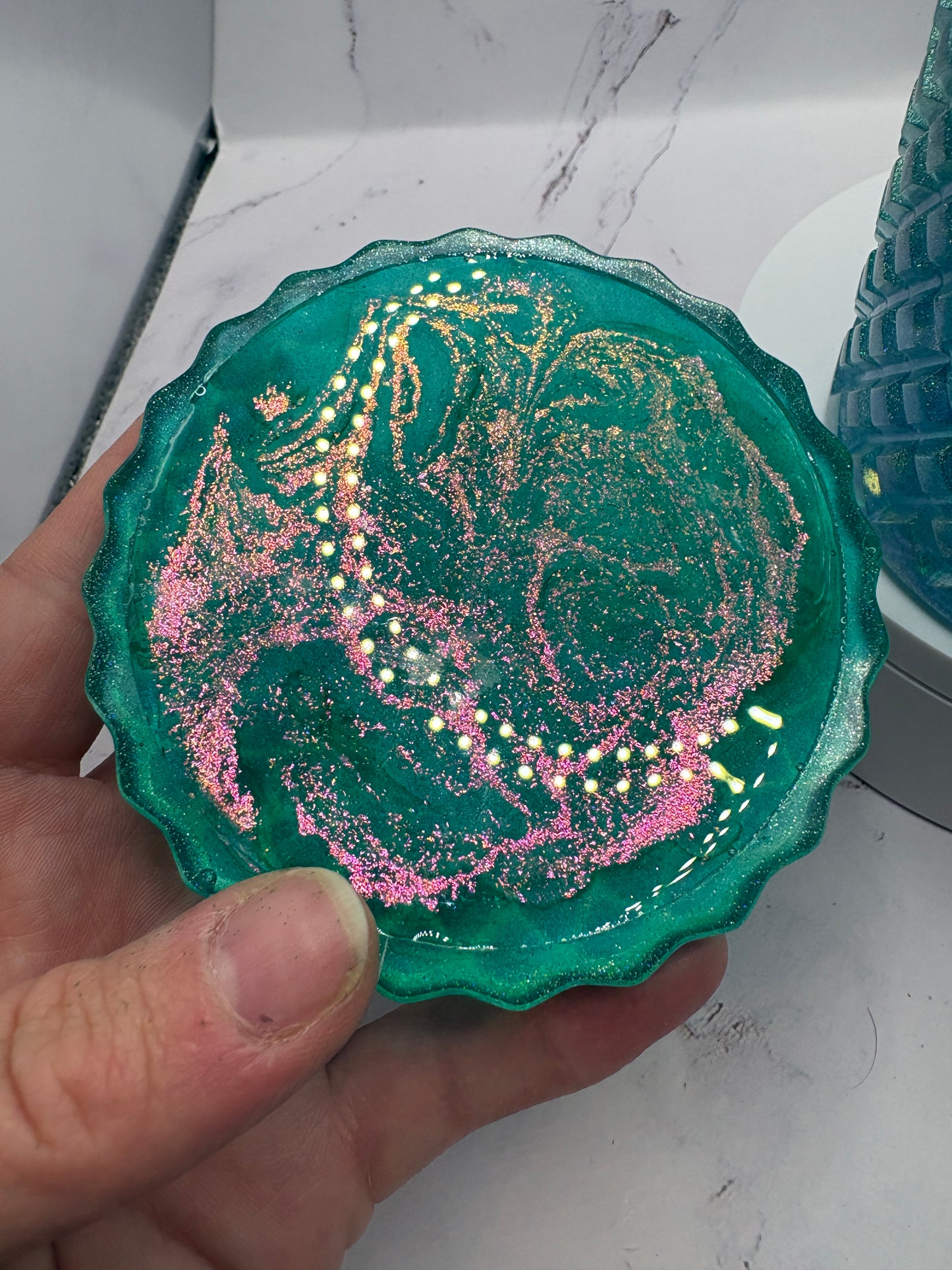 Teal Epoxy Resin Jar
