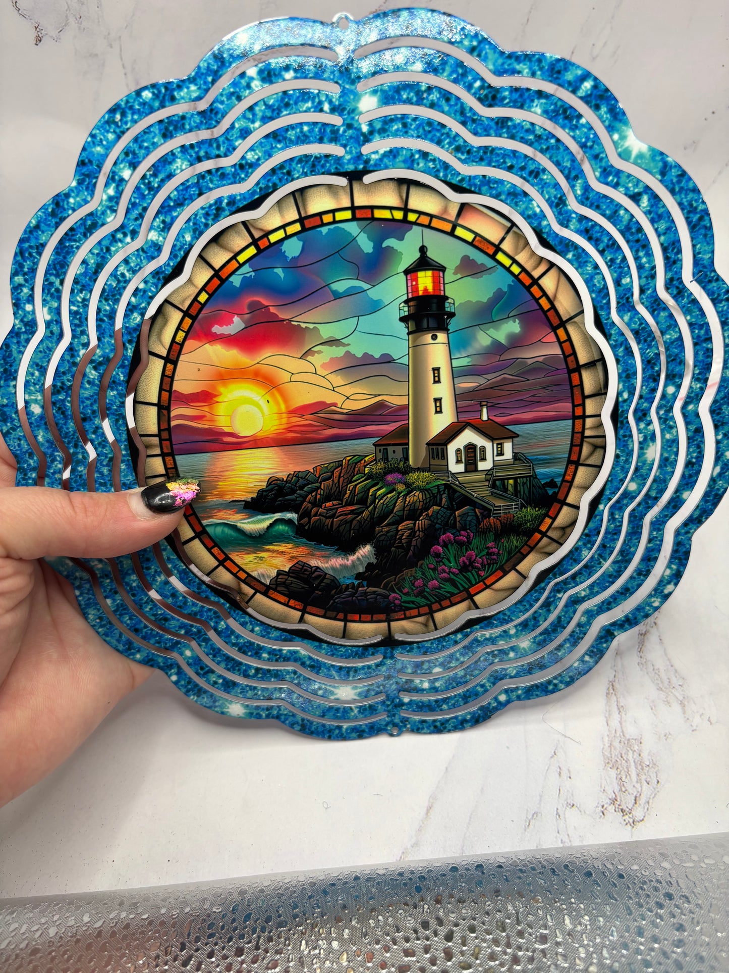 Blue Glitter Lighthouse