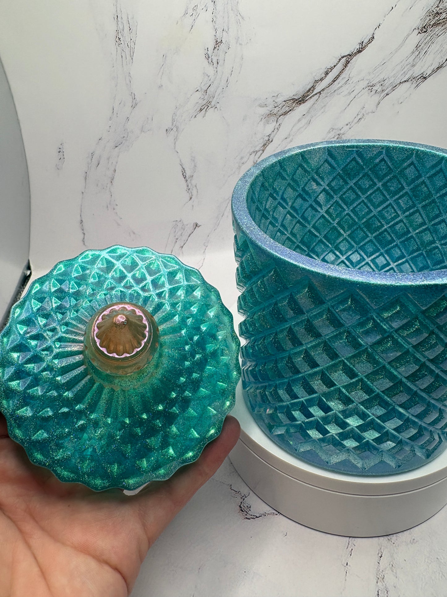 Teal Epoxy Resin Jar