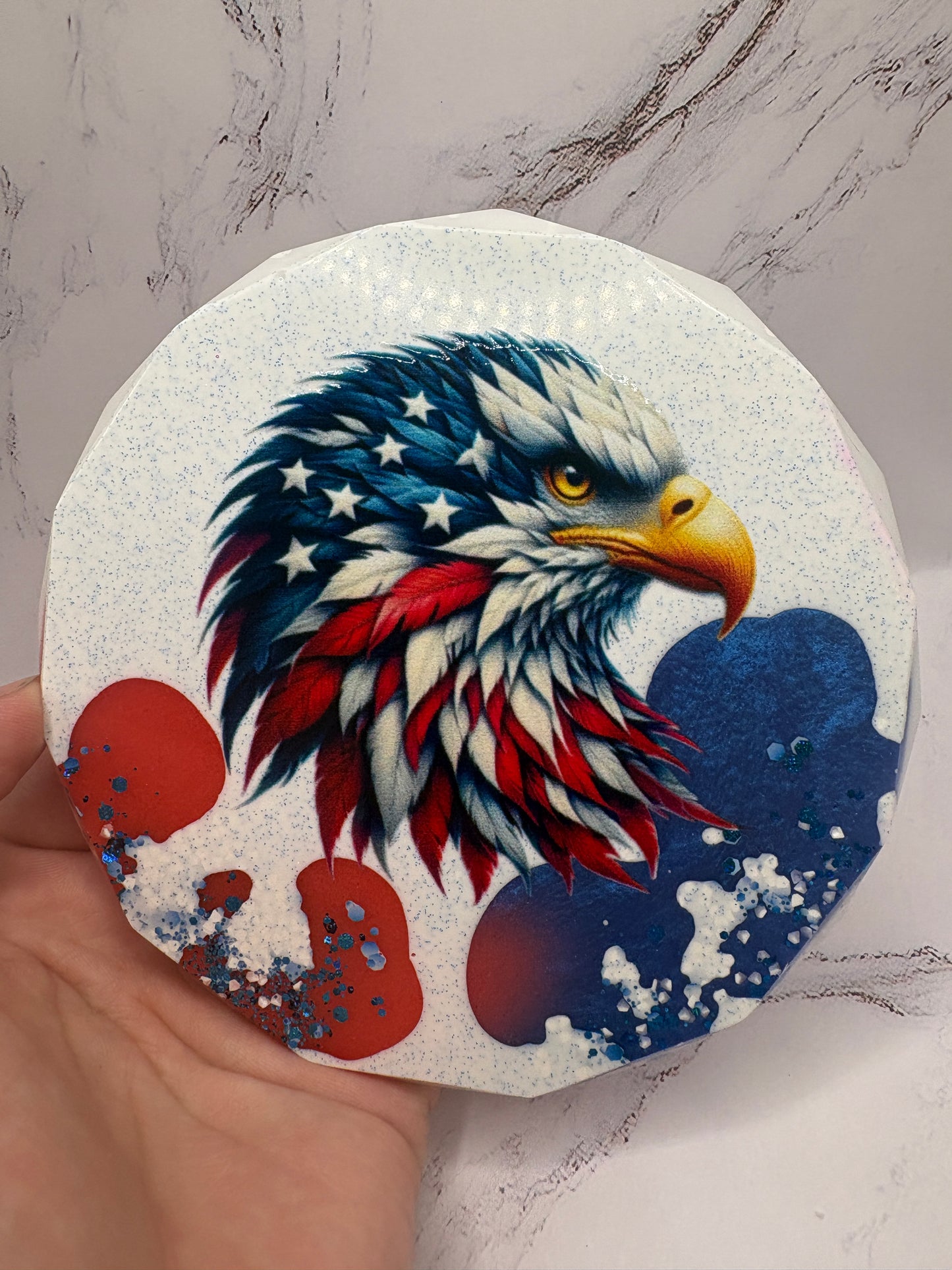 Patriotic Eagle Epoxy Coaster