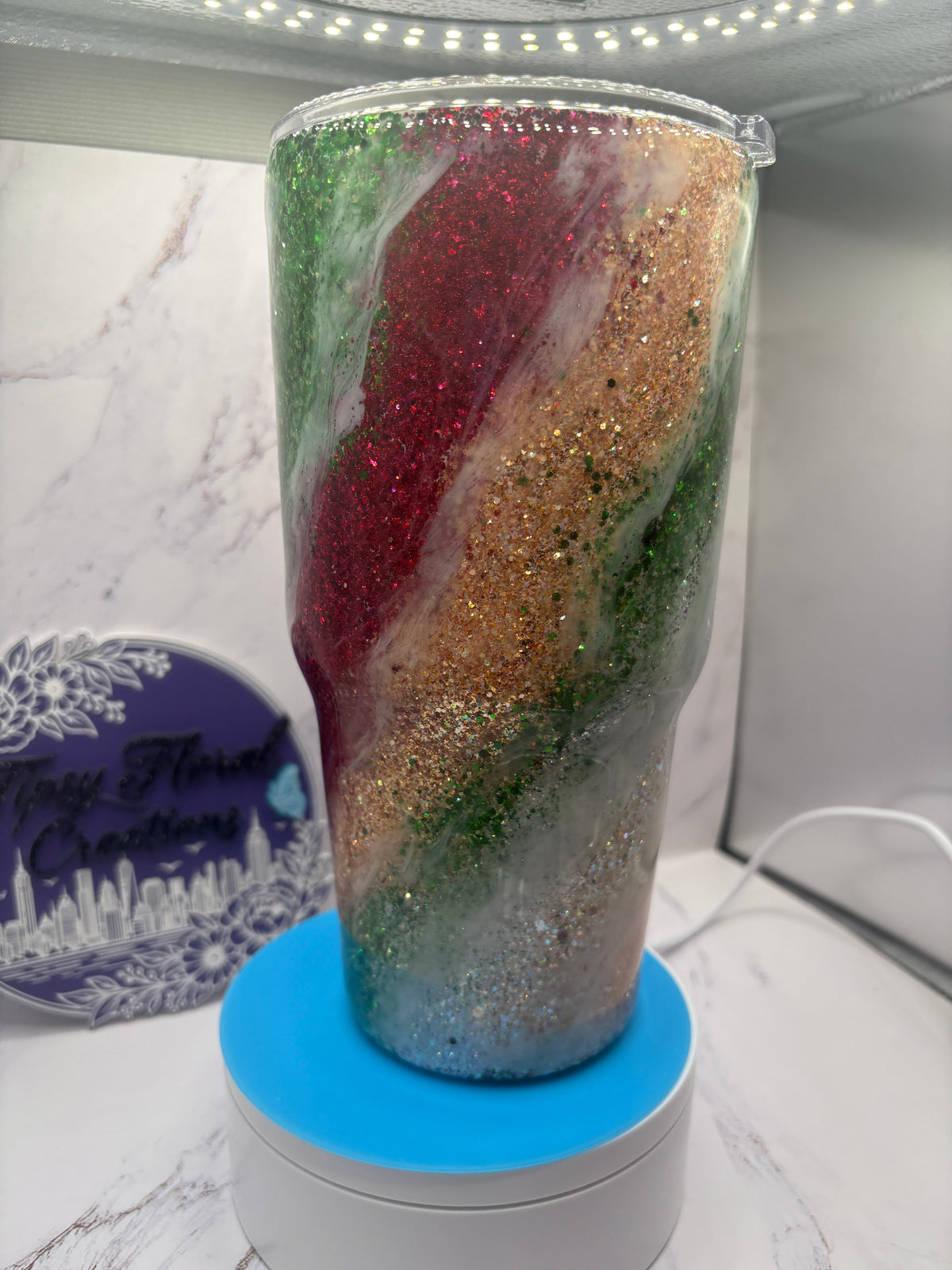 Gingerbread bow Xmas epoxy tumbler